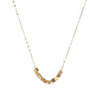 Naszyjnik ze stali nierdzewnej, ze 1.96inch przedłużeniami łańcuszka, Kwadrat, biżuteria moda & dla kobiety, złoto, długość około 15.7 cal, sprzedane przez PC