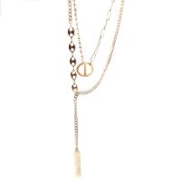 Colar de Multi camada da forma, with 1.96inch extender chain, Camada Dupla & joias de moda & para mulher, dourado, comprimento Aprox 17.7 inchaltura, vendido por PC