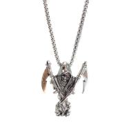 Colar de jóias de aço inoxidável, with pingente de liga de zinco, Crânio, joias de moda & unissex, cor original, comprimento Aprox 27.5 inchaltura, vendido por PC