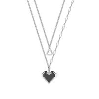 Stainless Steel Jewelry Necklace, 314 Stainless Steel, with 1.96inch extender chain, Heart, Double Layer & fashion jewelry & Unisex, original color, nickel, lead & cadmium free, Length:Approx 16.5 Inch, Approx 15 Inch, Sold By PC