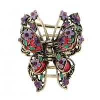 Hair Claw Clips Zinc Alloy Butterfly gold color plated vintage & for woman & enamel & with rhinestone & hollow Sold By PC