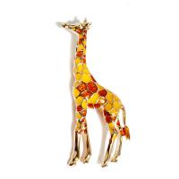 Enamel Brooch, Tibetan Style, Giraffe, gold color plated, Unisex, more colors for choice, 45x20mm, Sold By PC