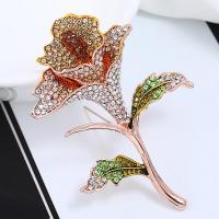 Rhinestone Brooch Zinc Alloy Rose and Lily Rattan rose gold color plated Unisex & with rhinestone Sold By PC