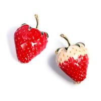 Enamel Brooch Zinc Alloy Strawberry gold color plated Unisex Sold By PC