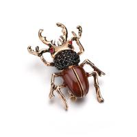 Tibetan Style Brooches, Insect, gold color plated, for woman & enamel & with rhinestone, two different colored, 35x45mm, Sold By PC