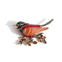 Tibetan Style Brooches, Bird, gold color plated, for woman & enamel & with rhinestone, more colors for choice, 55x35mm, Sold By PC