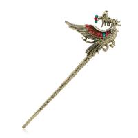 Hair Stick, Tibetan Style, Phoenix, antique bronze color plated, micro pave cubic zirconia & for woman, more colors for choice, 180mm, Sold By PC