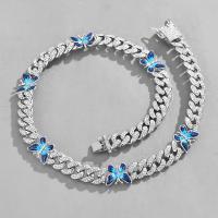 Zinc Alloy smykker halskæde, sommerfugl design & forskellige længde for valg & Unisex & med rhinestone, flere farver til valg, nikkel, bly & cadmium fri, Solgt af PC