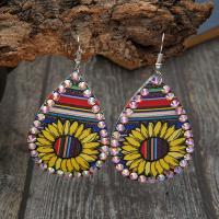 PU Leather Drop Earring fashion jewelry & for woman & with rhinestone Sold By Pair