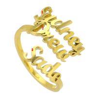 304 Stainless Steel Cuff Finger Ring Vacuum Ion Plating Each custom text must be less than 10 letters & for woman golden Sold By PC