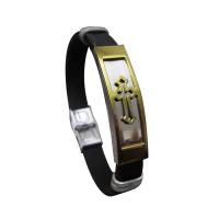 Acier titane bracelet, avec silicone, Placage, unisexe, plus de couleurs à choisir, 10x3mm, Longueur:20 cm, Vendu par PC