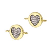 Cubic Zirconia Micro Pave Brass Connector, Round, gold color plated, fashion jewelry & DIY & micro pave cubic zirconia & enamel, golden, 13x8x2mm, Hole:Approx 1mm, 10PCs/Lot, Sold By Lot
