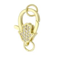 Brass Lobster Clasp, gold color plated, fashion jewelry & DIY & micro pave cubic zirconia, golden, 26mm, Hole:Approx 4mm, 10PCs/Lot, Sold By Lot