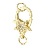 Brass Lobster Clasp gold color plated fashion jewelry & DIY & micro pave cubic zirconia golden 27mm Approx 4mm Sold By Lot