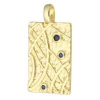 Cubic Zirconia Micro Pave Brass Pendant, Rectangle, gold color plated, fashion jewelry & DIY & micro pave cubic zirconia, golden, 15x29x2mm, Hole:Approx 2.5mm, 10PCs/Lot, Sold By Lot