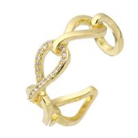 Cubique anneau en laiton Circonia Micro Pave, Placage de couleur d'or, bijoux de mode & pavé de micro zircon & pour femme, doré, 7mm, Taille:6.5, 10PC/lot, Vendu par lot