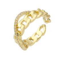 Cúbicos Circonia Micro Pave anillo de latón, metal, chapado en color dorado, Joyería & micro arcilla de zirconia cúbica & para mujer, dorado, 8mm, tamaño:7, 10PCs/Grupo, Vendido por Grupo