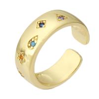 Cúbicos Circonia Micro Pave anillo de latón, metal, chapado en color dorado, Joyería & micro arcilla de zirconia cúbica & para mujer, multicolor, 7mm, tamaño:7, 10PCs/Grupo, Vendido por Grupo