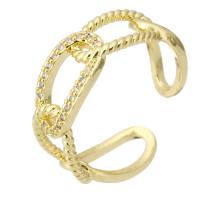 Cúbicos Circonia Micro Pave anillo de latón, metal, chapado en color dorado, Joyería & micro arcilla de zirconia cúbica & para mujer, dorado, 7mm, tamaño:7.5, 10PCs/Grupo, Vendido por Grupo