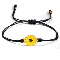 Tibetan Style Bracelet, with Nylon, Sunflower, Adjustable & for woman & enamel, 19mm, Sold Per 30 cm Strand