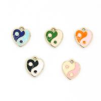 Tibetan Style Enamel Pendants, Heart, gold color plated, ying yang & Unisex, more colors for choice, nickel, lead & cadmium free, 16x15mm, Approx 100PCs/Bag, Sold By Bag