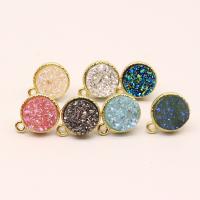 Resin Pendant, with Brass, Round, gold color plated, imitation druzy quartz & Unisex & epoxy gel, more colors for choice, 15x18mm, Approx 20PCs/Bag, Sold By Bag