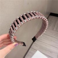 Hair Bands Zinc Alloy with Cloth & Plastic for woman & with rhinestone khaki nickel lead & cadmium free 30mm Inner Approx 160mm Sold By PC