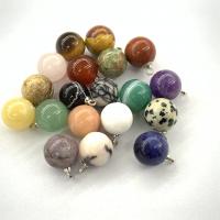 Gemstone Pendants Jewelry, Natural Stone, Round, different materials for choice & Unisex, more colors for choice, 10mm, Sold By PC