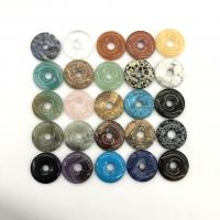 Gemstone Hängen Smycken, Natursten, Donut, olika material för val & Unisex, fler färger för val, 30mm, Säljs av PC