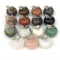 Gemstone Pendants Jewelry Natural Stone with Zinc Alloy Apple platinum color plated & Unisex Sold By PC
