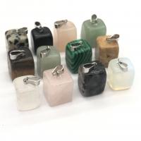 Gemstone Pendants Jewelry, Natural Stone, Rectangle, different materials for choice & Unisex, more colors for choice, 10x14mm, Sold By PC