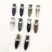 Gemstone Pendants Jewelry, Natural Stone, with Tibetan Style, Bullet, platinum color plated, different materials for choice & Unisex, more colors for choice, 16x53mm, Sold By PC