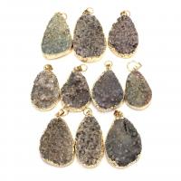 Ice Quartz Agate Pendant, with Brass, Teardrop, gold color plated, Unisex, more colors for choice, 32x45mm, Sold By PC