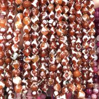 Natürliche Tibetan Achat Dzi Perlen, rund, DIY & facettierte, rot, 8mm, verkauft per ca. 14.96 ZollInch Strang