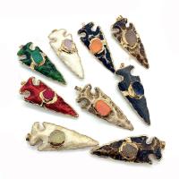 Resin Pendant, with Ice Quartz Agate & Brass, arrowhead, gold color plated, DIY, more colors for choice, 30x73mm, Sold By PC