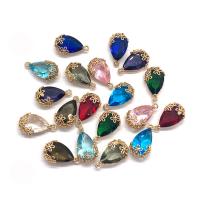 Crystal Pendants, with Brass, Teardrop, gold color plated, DIY & faceted, more colors for choice, 9x16mm, Sold By PC