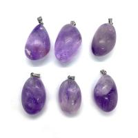 Amethyst Pendant with Brass irregular silver color plated DIY purple 38-50mm Sold By PC