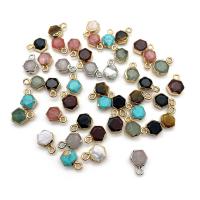 Bijoux Pendentifs en pierres gemmes, pierre gemme, avec laiton, hexagone, Placage, différents matériaux pour le choix & facettes, plus de couleurs à choisir, 8x12mm, Vendu par PC