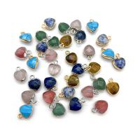 Bijoux Pendentifs en pierres gemmes, pierre gemme, avec laiton, coeur, Placage, différents matériaux pour le choix & facettes, plus de couleurs à choisir, 10x13mm, Vendu par PC