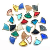 Crystal Pendants, with Brass, Fan, gold color plated, DIY & faceted, more colors for choice, 17x19mm, Sold By PC