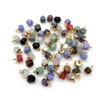Bijoux Pendentifs en pierres gemmes, pierre gemme, avec laiton, polygone, Placage de couleur d'or, différents matériaux pour le choix & facettes, plus de couleurs à choisir, 8x12mm, Vendu par PC