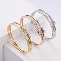 Stainless Steel Bangle 316 Stainless Steel Round Vacuum Ion Plating fashion jewelry & for woman & with rhinestone Sold By PC