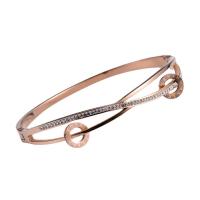 Stainless Steel Bangle 316 Stainless Steel Round Vacuum Ion Plating fashion jewelry & for woman & with rhinestone Sold By PC