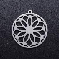 Stainless Steel Flower Pendant 201 Stainless Steel Round Vacuum Ion Plating fashion jewelry & polished & DIY & Unisex  Sold By Bag