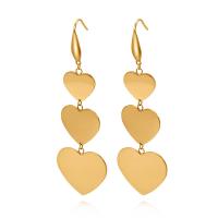 Titanium Steel  Earring, Heart, Vacuum Ion Plating, fashion jewelry & for woman, golden, 60*23mm,14mm, Sold By Pair