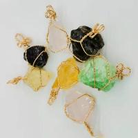 Gemstone Pendants Jewelry, with Brass, fashion jewelry & different materials for choice & Unisex, 35x22mm, Sold By PC