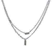 Stainless Steel Jewelry Necklace, 314 Stainless Steel, with 1.96inch extender chain, Double Layer & fashion jewelry & Unisex & with letter pattern, original color, Length:Approx 15.7 Inch, Sold By PC