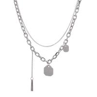 Collier de bijoux en acier inoxydable, avec 1.96inch chaînes de rallonge, Double couche & bijoux de mode & unisexe, couleur originale, Longueur:Environ 15.7 pouce, Vendu par PC