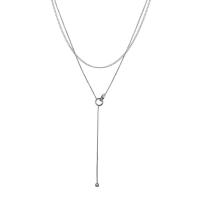 Stainless Steel Jewelry Necklace 314 Stainless Steel with 1.96inch extender chain Donut Double Layer & fashion jewelry & Unisex & box chain original color Length Approx 15.7 Inch Sold By PC