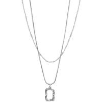 Edelstahl Schmuck Halskette, mit Verlängerungskettchen von 1.96inch, Rechteck, Doppelschicht & Modeschmuck & unisex & hohl, originale Farbe, Länge:ca. 15.7 ZollInch, verkauft von PC